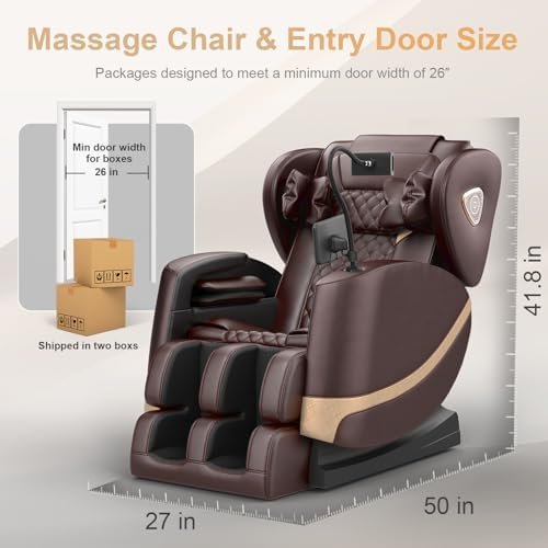 2025 Massage Chair Full Body, Zero Gravity Massage Chair with 10 Fix Rollers, Heating, Foot Massage, Auto Modes, Bluetooth Speaker, Touch Screen Controller (Brown Premium) - Image 2