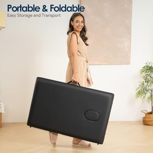 Brelley Massage Table Portable Wooden Lash Bed 24" Wide Adjustable Height 2-Fold Spa Table Foldable Tattoo Bed - Image 8