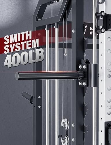 Major Fitness Drone2 Advanced Training Smith Machines– All-in-One Home Gym Squat Rack with Aluminum Pulley Set , Weight Bar, Dual LAT Pull-Down Systems & Cable Crossover Machine for Full-Body Workouts - Image 5