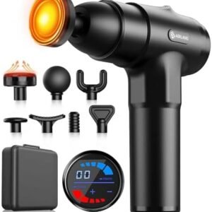 AERLANG Massage Gun with Heat Deep Tissue Back Massager Neck Massager for Pain Relief,Muscle Percussion Massage Gun, Birthday Gifts for Men Women Dad him Handheld Message Gun with 7Heads&Silent