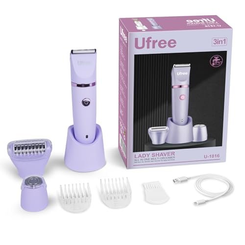 Ufree Bikini Trimmer Electric Razors for Women, Rechargeable Pubic Body Hair Trimmer Electric Shaver for Legs Body Hair, Bikini Shaver IPX7 Waterproof, Gifts for Women, Purple - Image 7