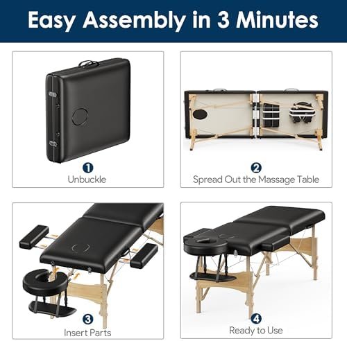 Brelley Massage Table Portable Wooden Lash Bed 24" Wide Adjustable Height 2-Fold Spa Table Foldable Tattoo Bed - Image 7