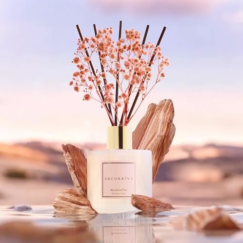 Cocorrína Premium Reed Diffuser Set with Preserved Baby's Breath & Cotton Stick Sandalwood Rose | 6.7oz Scent Fragrance Oil Diffuser for Bedroom Bathroom Home Décor - Image 3
