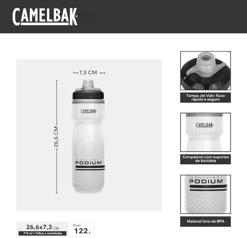 CamelBak Podium Chill Bike Insulated Squeeze Water Bottle White/Black, 24oz - Image 3