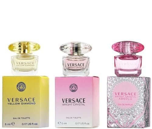 Versace Perfume Gift Set for Women – Mini Variety Gift Set Trio Collection – Absolu, Bright Crystal, Yellow Diamond