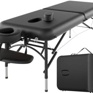 CLORIS 84" Professional Massage Table Portable 2 Folding Lightweight Facial Solon Spa Tattoo Bed Height Adjustable with Carrying Bag & Aluminium Leg Hold Up to 1100LBS