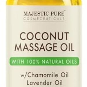 MAJESTIC PURE Coconut Massage Oil for Massage Therapy - Refreshing, and Relaxing - Natural Oils - for All Skin Types - Men and Women - 8 fl oz
