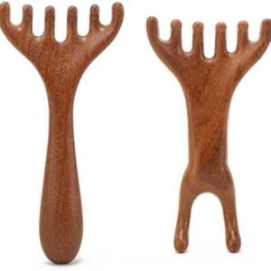 Scalp Massager Hair Growth, Wooden Foot Massage Tool, Hand Held Massage Comb for Neck Leg - 2 Pack Sandalwood