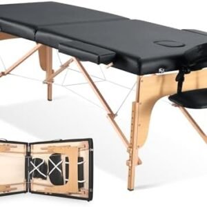 CHRUN Massage Table Portable Lash Bed Wide Massage Bed Beauty Spa Tattoo Face Cradle Height 35Inch Adjustable 2 Fold with Bag Black