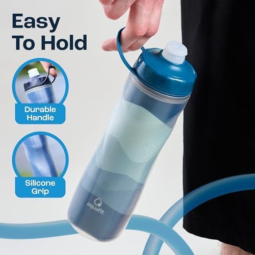 AQUAFIT Insulated Water Bottle - 20oz Leakproof Sports Water Bottle with Bite Lid, Bike Water Bottle, Easy Squeeze Water Bottles, Spill Proof for Cycling Bicycle - Fits Most Bike Cages (Blue) - Image 4