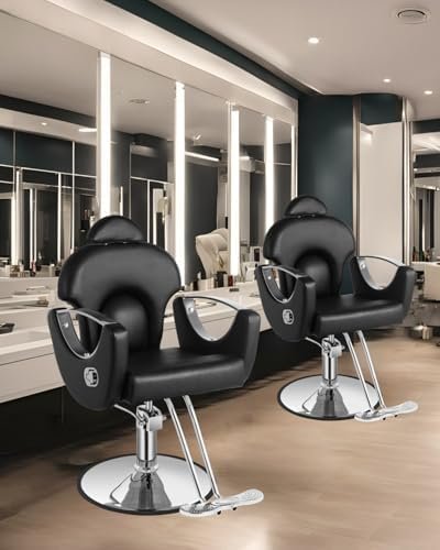 Black Salon Barber Chair, Reclining Salon Chair for Hair Stylist for Home, Barber Chair with Hydraulic Pump, 360° Swivel, Beauty Hairdresser Chair Equipment for Spa, Tattoo, and Shampoo - Image 7