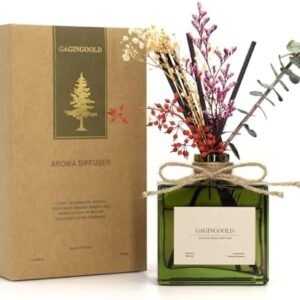 Reed Diffuser, 6.09 oz Earthy Sandalwood Scent Diffuser with Sticks & Dried Flowers, 120 Days Long Lasting diffusers for Home, Elegant Fragrance for Bathroom Bedroom Office Decor Air Fresh