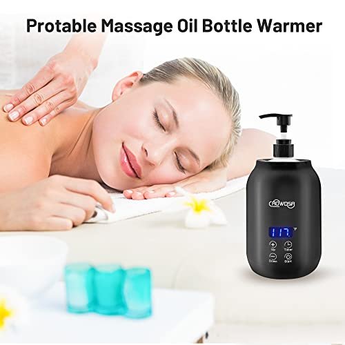 Massage Oil Warmer Bottle Professional Electric Lotion Digital Heater for SPA, Automatic Oil Warmer Heated Oil Lotion Cream for Salon, Barber Shops, Home, with Two Oil Bottle Dispenser (Black) - Image 7