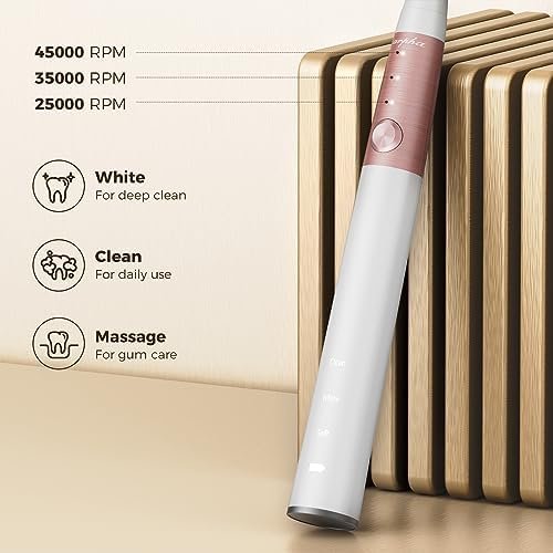 ARPHA Electric Toothbrush for Adults, Ultrasonic, Battery Powered, White, 3 Modes, Deep Clean, Wireless Charging, IPX7 Waterproof, 1 Charge for 60 Days - Image 6