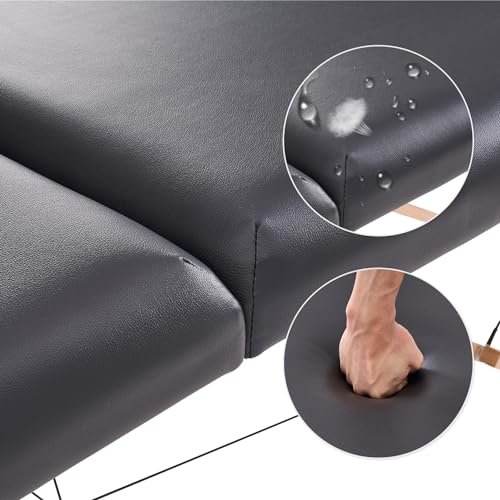 YOUNIKE Portable Foldable Massage Table - Adjustable Height Lightweight Wooden Frame Spa Bed for Tattoo, Facial, Lash, Physical Therapy, Home & Salon Use with Accessories & Non-Woven Bag, Black - Image 6