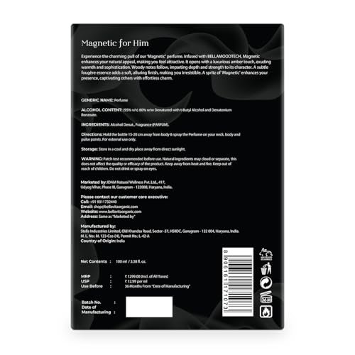 BELLAVITA Luxury Mood Collection MAGNETIC Perfume for Men 100ml | Pheromone Inspired Technology Long Lasting Fragrance | Notes of Grapefruit, Jasmine and Vanilla | Gourmet, Spicy Premium Fragrance - Image 8