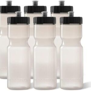 50 Strong Sports Water Bottles – Reusable 22 oz BPA-Free Plastic Bottles with Pull Top Cap – Made in USA – Top Rack Dishwasher Safe – Fits Most Bike Cages Brand