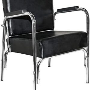 PureSana Chromium Ella Professional Auto Reclining Salon Chair with Washable Soft Vinyl, High Density Foam Cushions, and Stainless Steel Frame, Black