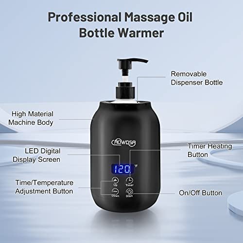Massage Oil Warmer Bottle Professional Electric Lotion Digital Heater for SPA, Automatic Oil Warmer Heated Oil Lotion Cream for Salon, Barber Shops, Home, with Two Oil Bottle Dispenser (Black) - Image 9