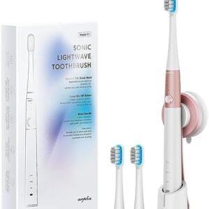 ARPHA Electric Toothbrush for Adults, Ultrasonic, Battery Powered, White, 3 Modes, Deep Clean, Wireless Charging, IPX7 Waterproof, 1 Charge for 60 Days