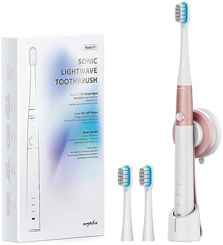 ARPHA Electric Toothbrush for Adults, Ultrasonic, Battery Powered, White, 3 Modes, Deep Clean, Wireless Charging, IPX7 Waterproof, 1 Charge for 60 Days