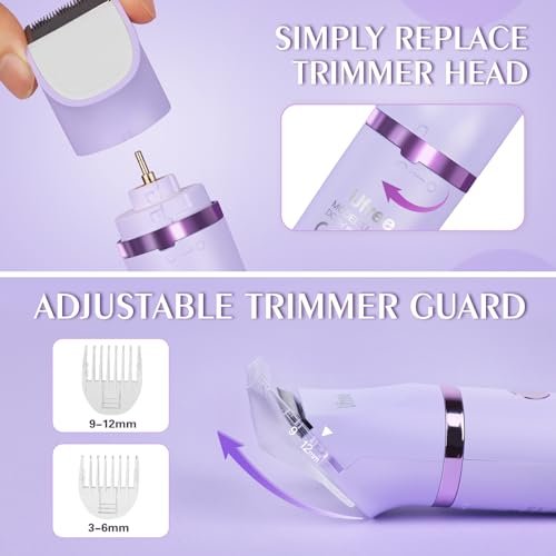 Ufree Bikini Trimmer Electric Razors for Women, Rechargeable Pubic Body Hair Trimmer Electric Shaver for Legs Body Hair, Bikini Shaver IPX7 Waterproof, Gifts for Women, Purple - Image 6