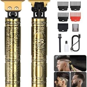 YOGINGO Professional Hair Trimmer for Men, Cordless Rechargeable Beard Trimmer Hair Clippers for Men, Metal Body Cutting Grooming Kit, Beard Shaver Barbershop, Bronze