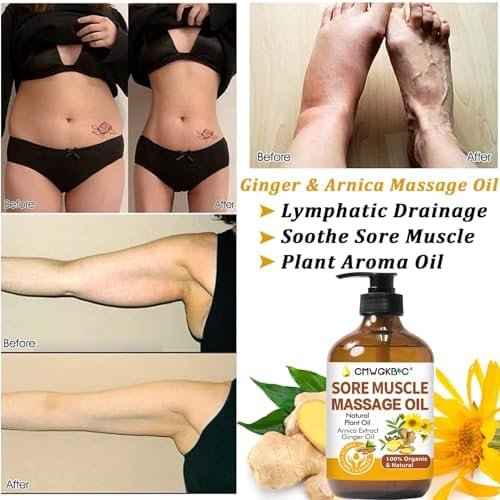 Massage Oil for Massage Therapy,Lymphatic Drainage-Ginger Oil Sore Muscle Arnica Oil &Lavender Oil Relaxing Massage Oils for Date Night,Massage Ball,Christmas Gifts for Men,Stocking Stuffers for Women - Image 3