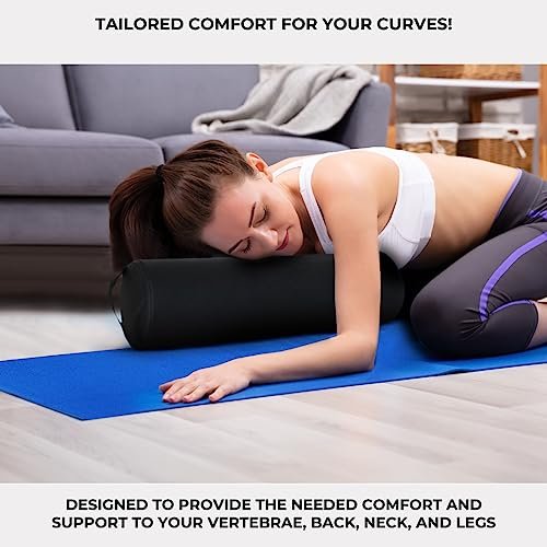 ForPro Full Round Bolster Pillow, Black, Oil and Stain-Resistant, for Massage and Yoga, 6” R x 26” L - Image 6