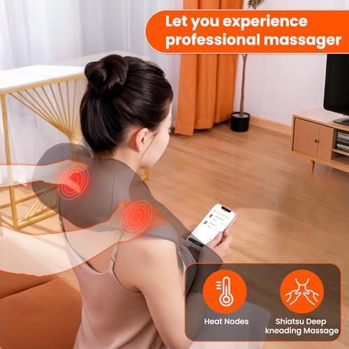 AMZPONY® Cordless Neck Massager for Pain Relief Deep Tissue, Rechargeable Shiatsu Neck and Back Massager with Heat Kneading Shoulder Massage for Body Muscle Pain Relief,Gifts for Dad Mom Friends - Image 2