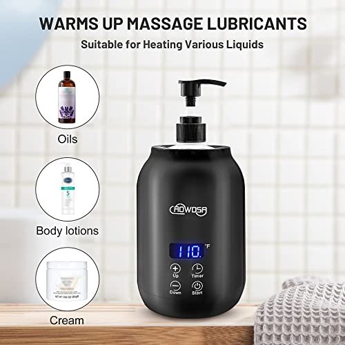 Massage Oil Warmer Bottle Professional Electric Lotion Digital Heater for SPA, Automatic Oil Warmer Heated Oil Lotion Cream for Salon, Barber Shops, Home, with Two Oil Bottle Dispenser (Black) - Image 2