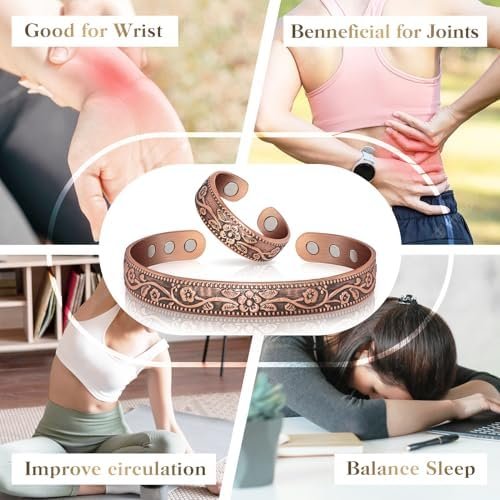 Lymphatic Drainage Ring & Copper Bracelet for Women, Magnetic Lymph Detox Ring and Magnetic Copper Bracelet, 100% Solid Pure Copper Jewelry Gift - Image 6