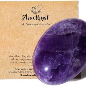 MAIBAOTA 2.4" Amethyst Crystal Healing Crystals Amethyst Stone 0.7" Thick Crystals and Healing Stones Natural Reiki Gemstone Worry Stone Energy Balancing Anxiety Stress Relief Meditation 1 Pc