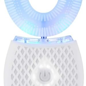 Automatic Ultrasonic 360 Sonic Toothbrush, Waterproof Rechargeable Electric, Teeth Whitening Brush for Travel & Household (White)
