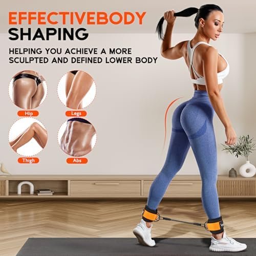HPYGN Ankle Resistance Bands, Ankle Bands for Working Out with Cuffs, Resistance Bands for Leg Butt Training Workout Equipment for Kickbacks Hip Gluteus Training, Ankle Strap with Exercise Bands - Image 3