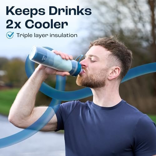 AQUAFIT Insulated Water Bottle - 20oz Leakproof Sports Water Bottle with Bite Lid, Bike Water Bottle, Easy Squeeze Water Bottles, Spill Proof for Cycling Bicycle - Fits Most Bike Cages (Blue) - Image 3