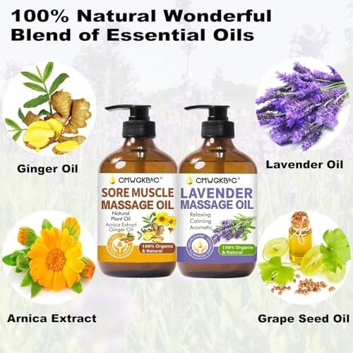 Massage Oil for Massage Therapy,Lymphatic Drainage-Ginger Oil Sore Muscle Arnica Oil &Lavender Oil Relaxing Massage Oils for Date Night,Massage Ball,Christmas Gifts for Men,Stocking Stuffers for Women - Image 7
