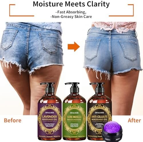 Massage Oil for Massage Therapy,Massage Kit Gifts for Women Men, 3 Pack Cellulite,Sore Muscle & Lavender Massage Body Oils with Massage Ball, Christmas Gifts Stocking Stuffers - Image 5