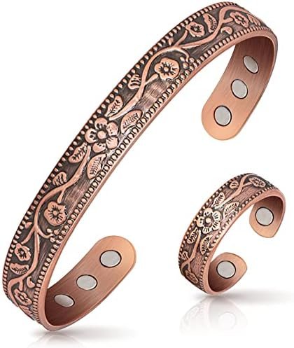 Lymphatic Drainage Ring & Copper Bracelet for Women, Magnetic Lymph Detox Ring and Magnetic Copper Bracelet, 100% Solid Pure Copper Jewelry Gift