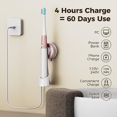ARPHA Electric Toothbrush for Adults, Ultrasonic, Battery Powered, White, 3 Modes, Deep Clean, Wireless Charging, IPX7 Waterproof, 1 Charge for 60 Days - Image 7