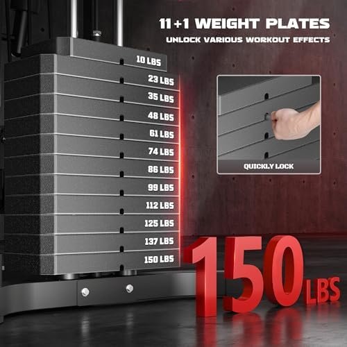 Home Gym, Multifunctional H11 Home Gym Equipment, Workout Station with 150LBS Weight Stack, Exercise Equipment with Pulley System for Full Body Training - Image 5