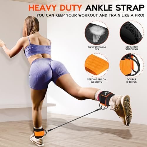 HPYGN Ankle Resistance Bands, Ankle Bands for Working Out with Cuffs, Resistance Bands for Leg Butt Training Workout Equipment for Kickbacks Hip Gluteus Training, Ankle Strap with Exercise Bands - Image 4