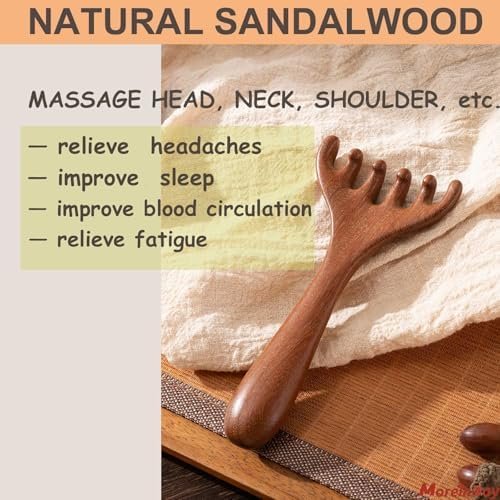 Wooden Scalp Massager, Hand Held Foot Massage Tool, Neck Massage Tool, Foot Leg Massager - Sandalwood - Image 2