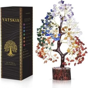 YATSKIA 7 Chakra Tree of Life, Crystals and Healing Stones, Birthday Gifts for Women - Crystal Tree for Positive Energy, Home Office Decor, Spiritual Gifts for Women