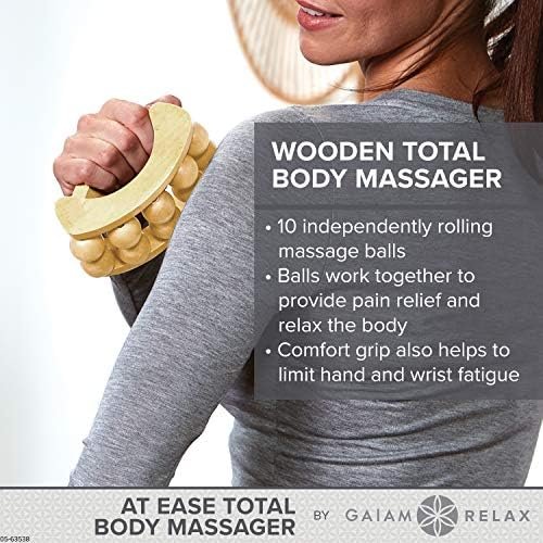 Gaiam Relax Massage Ball Roller - Handheld Wooden Total Body Massager for Back, Neck, Foot, Calf, Leg, Arm | Deep Tissue Massager Relief for Sore Muscles - Image 2