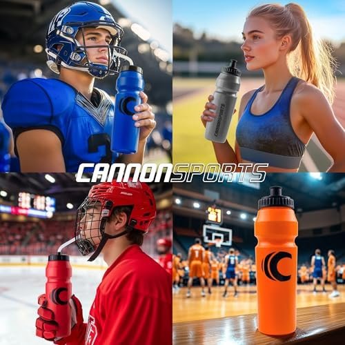 Cannon Sports 1 Liter Sports Water Bottle, BPA-Free, 34 Oz Capacity, Large Mouth, 2 lids (Straw and Squeeze), Great For Helmet Sports Such As Hockey, Lacrosse, Football, Boxing (2 Pack) (Clear) - Image 7
