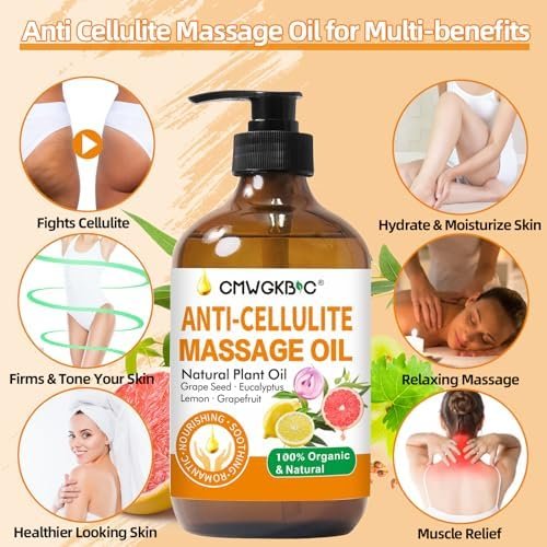 Anti Cellulite Oil Massage Oil for Massage Therapy,Body Oil for Skin Tightening & Cellulite Remover in Thighs and Butt,Cellulite Treatment Massage Oil,Assists with Firming,Toning & Moisturizes Skin - Image 2