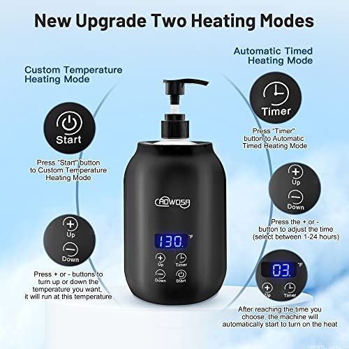 Massage Oil Warmer Bottle Professional Electric Lotion Digital Heater for SPA, Automatic Oil Warmer Heated Oil Lotion Cream for Salon, Barber Shops, Home, with Two Oil Bottle Dispenser (Black) - Image 5