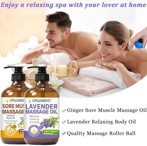 Massage Oil for Massage Therapy,Lymphatic Drainage-Ginger Oil Sore Muscle Arnica Oil &Lavender Oil Relaxing Massage Oils for Date Night,Massage Ball,Christmas Gifts for Men,Stocking Stuffers for Women - Image 5