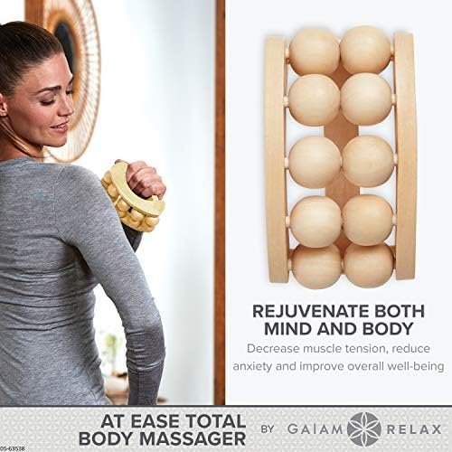 Gaiam Relax Massage Ball Roller - Handheld Wooden Total Body Massager for Back, Neck, Foot, Calf, Leg, Arm | Deep Tissue Massager Relief for Sore Muscles - Image 4